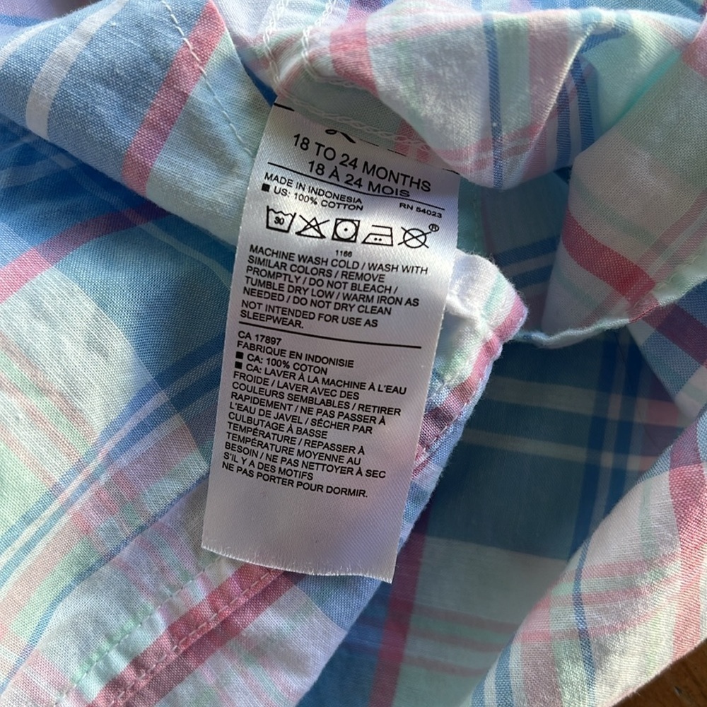 Janie and jack pastel plaid button down - Picture 4 of 5